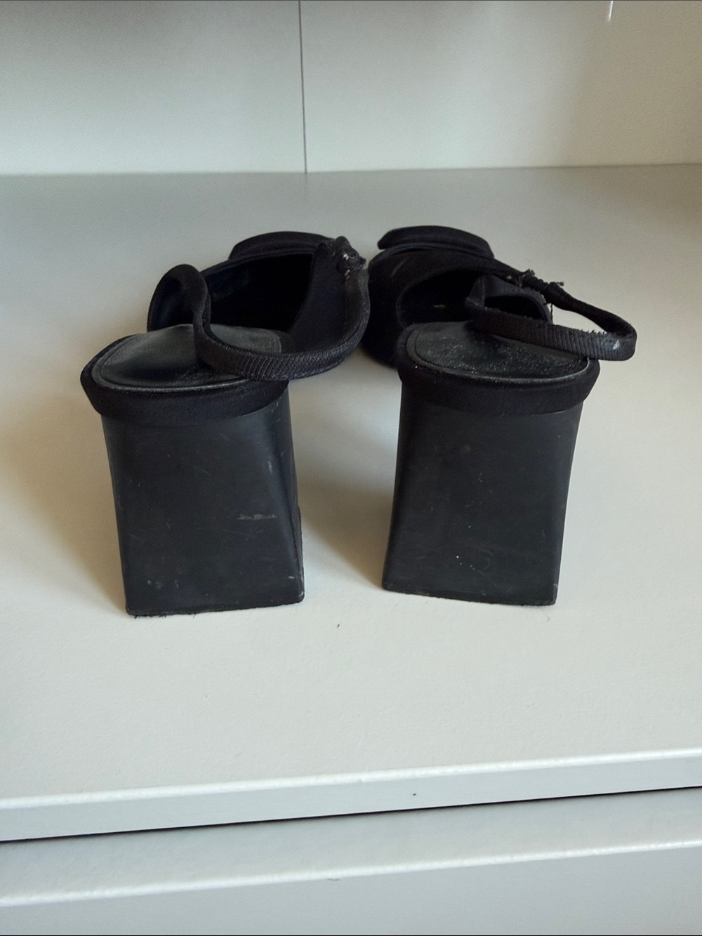 Zara Black Pointed Slingback Heels with Square Detail - Picture 3 of 4